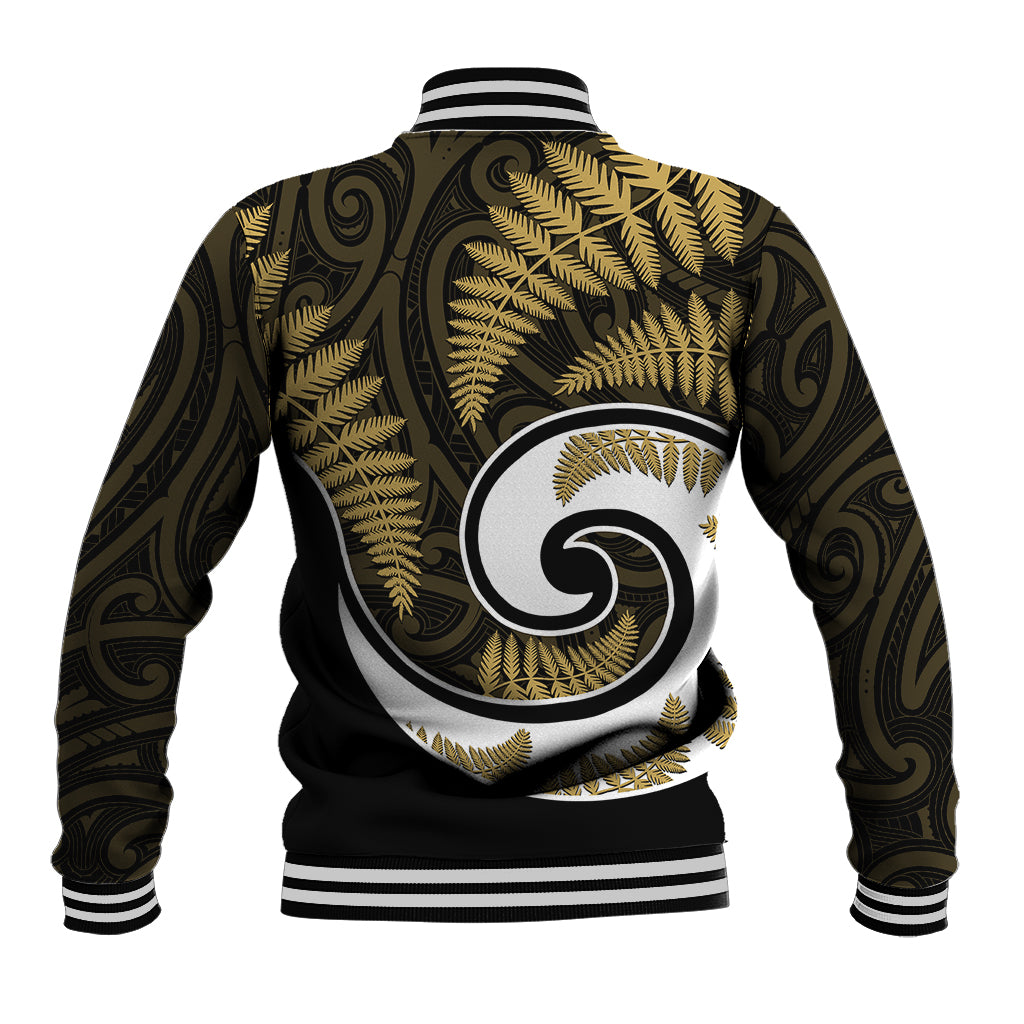 New Zealand Baseball Jacket Maori With Silver Fern Gold - Vibe Hoodie Shop