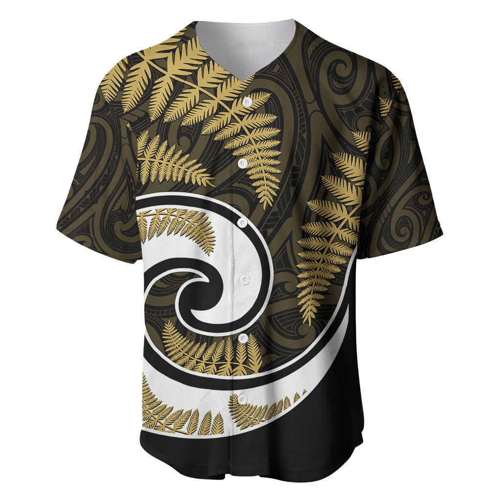 New Zealand Baseball Jersey Maori With Silver Fern Gold - Vibe Hoodie Shop