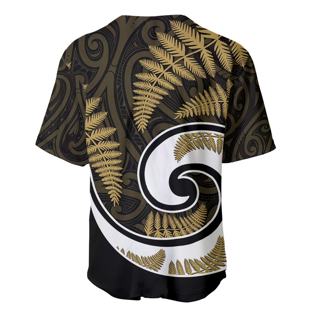 New Zealand Baseball Jersey Maori With Silver Fern Gold - Vibe Hoodie Shop