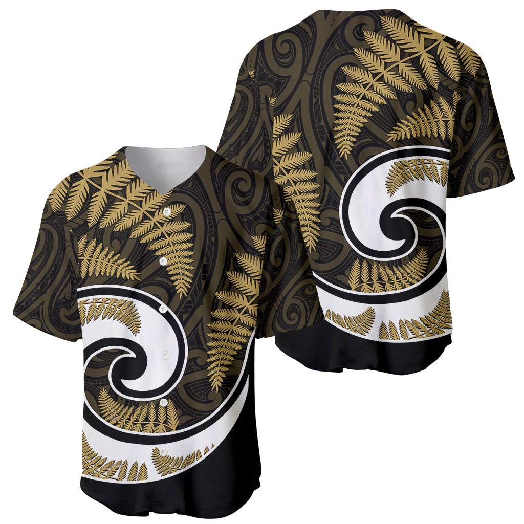 New Zealand Baseball Jersey Maori With Silver Fern Gold - Vibe Hoodie Shop