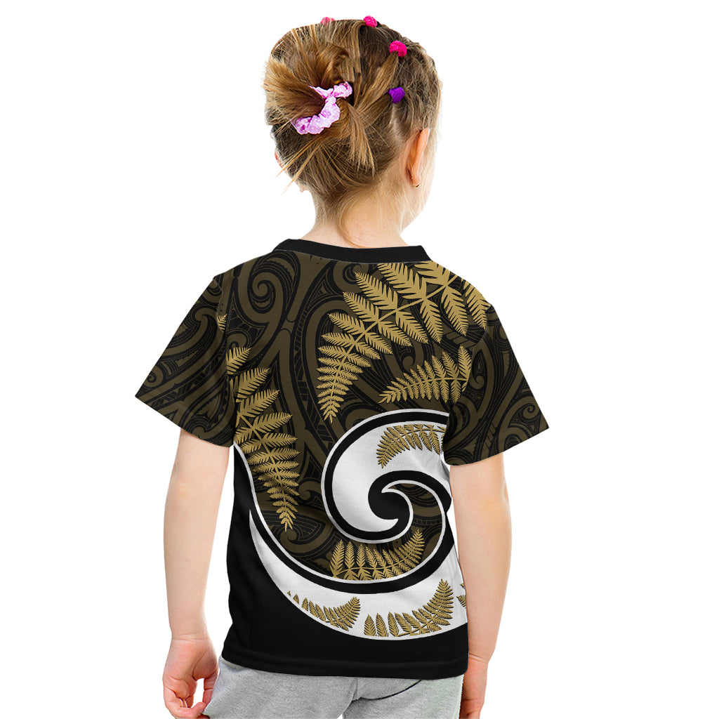 New Zealand Kid T Shirt Maori With Silver Fern Gold - Vibe Hoodie Shop