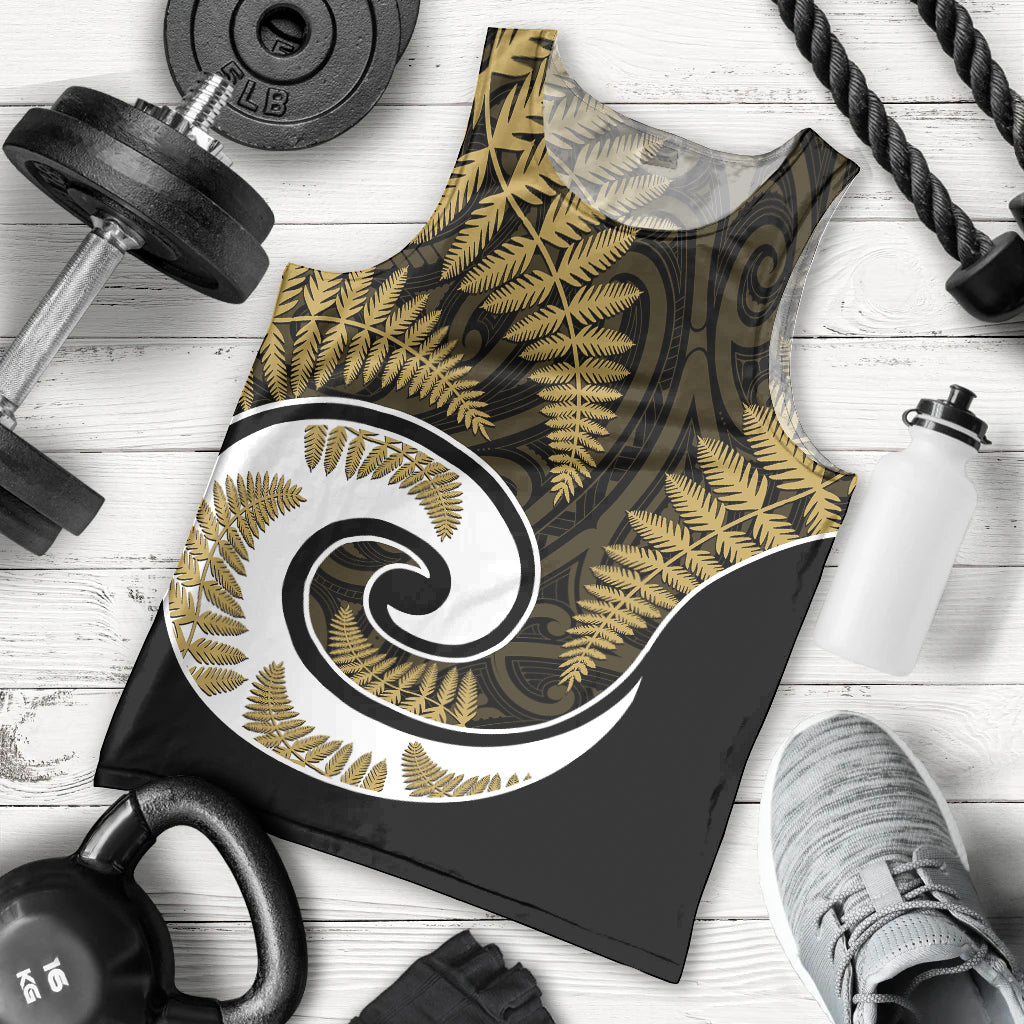 New Zealand Men Tank Top Maori With Silver Fern Gold - Vibe Hoodie Shop