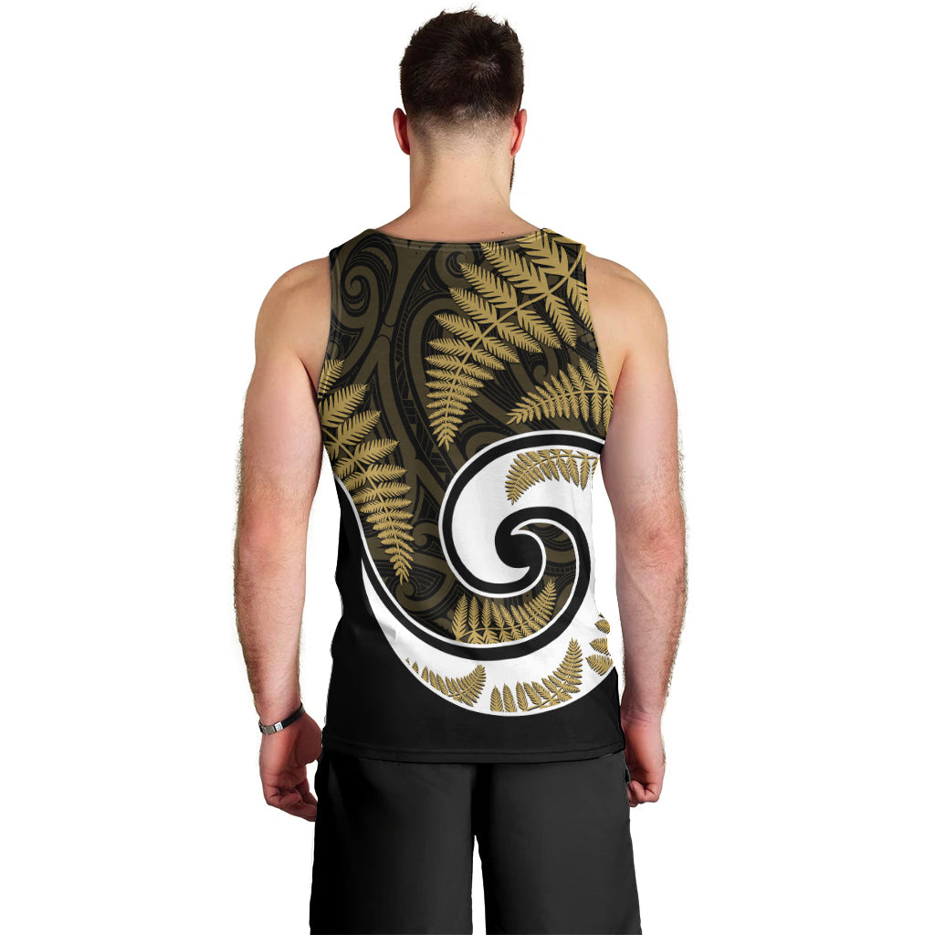 New Zealand Men Tank Top Maori With Silver Fern Gold - Vibe Hoodie Shop