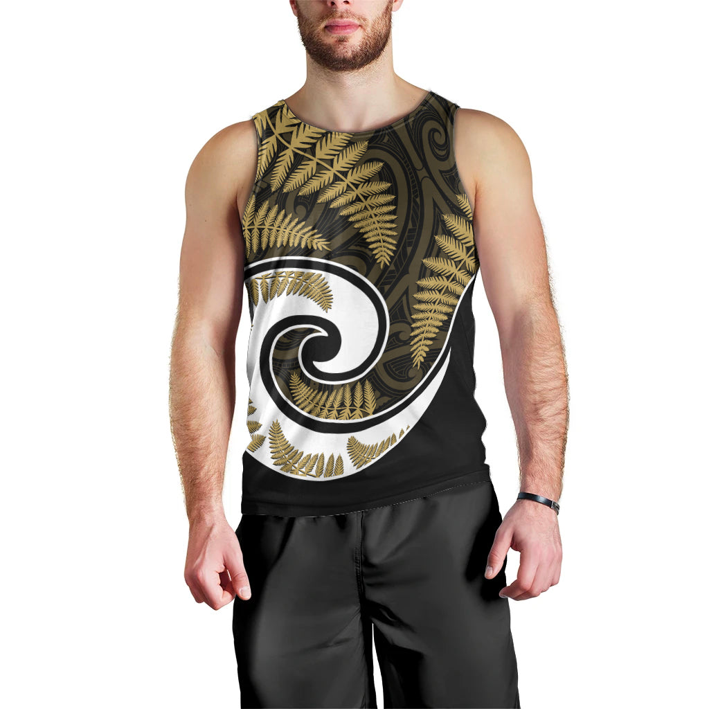 New Zealand Men Tank Top Maori With Silver Fern Gold - Vibe Hoodie Shop