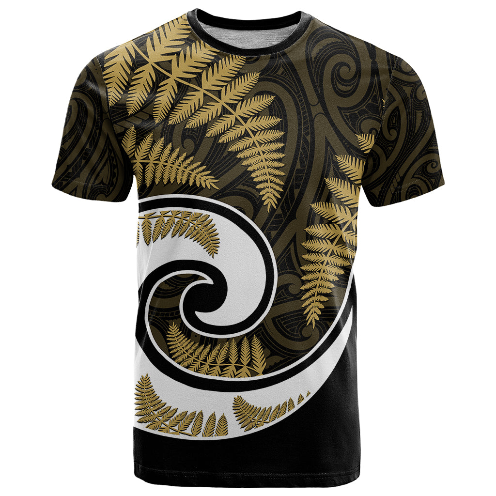 New Zealand T Shirt Maori With Silver Fern Gold - Vibe Hoodie Shop