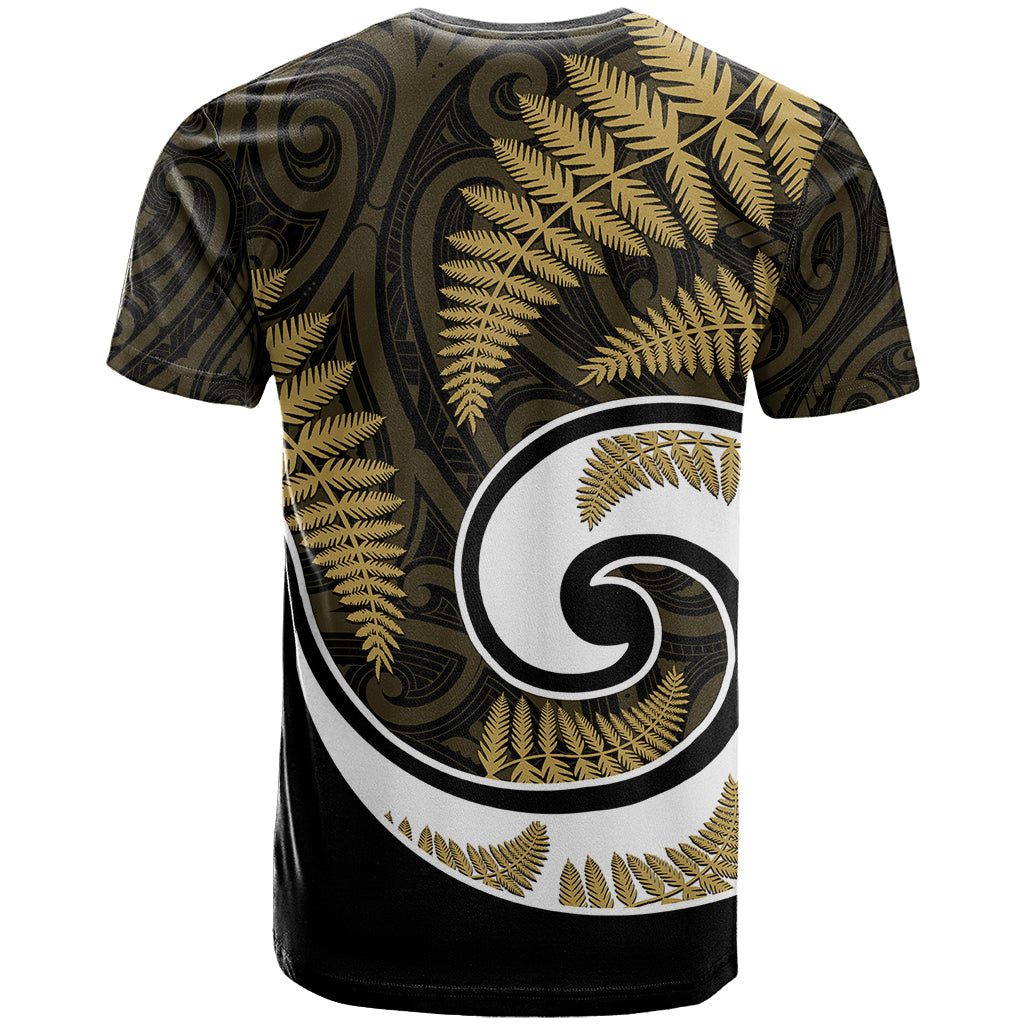 New Zealand T Shirt Maori With Silver Fern Gold - Vibe Hoodie Shop