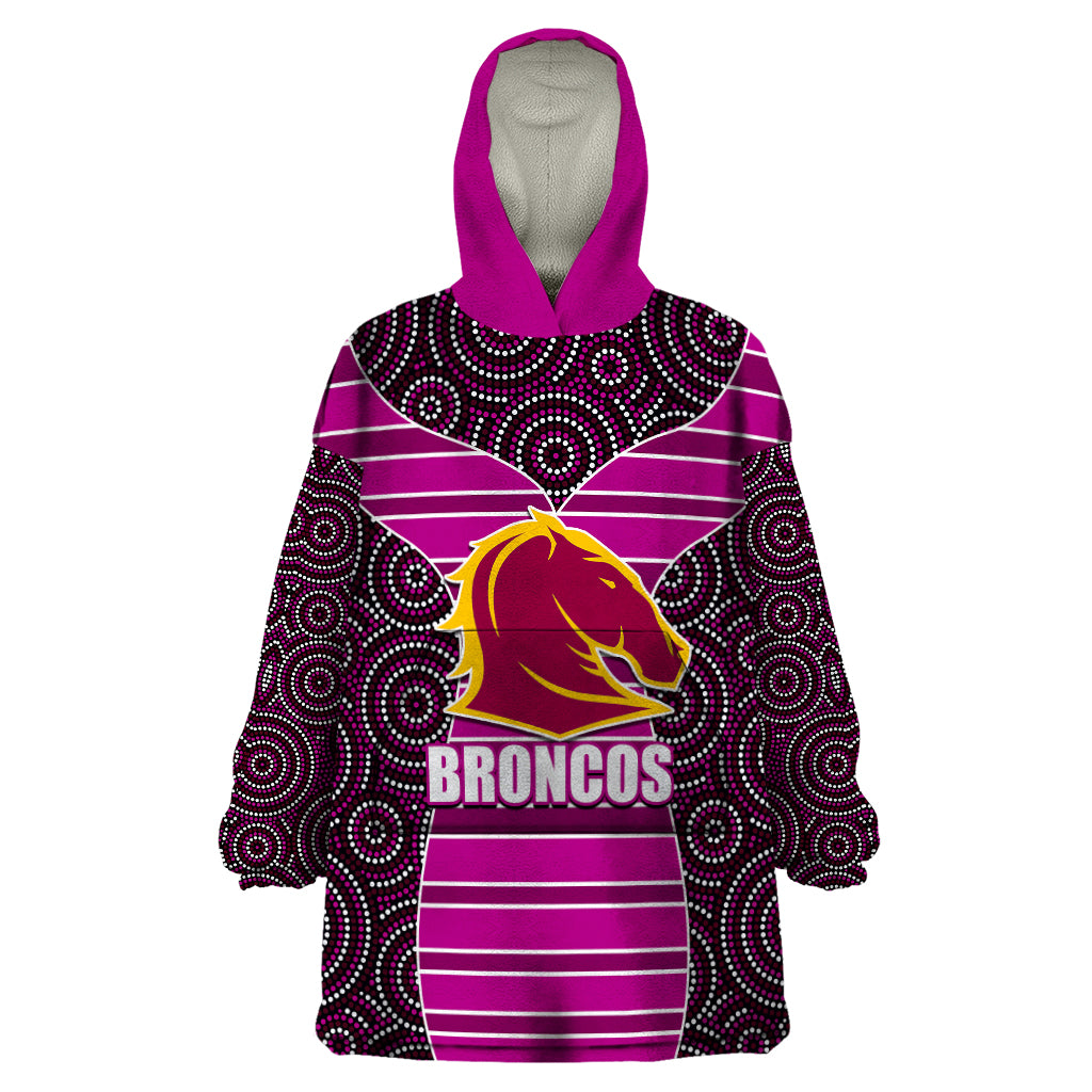 NRL - Boncos Wearable Blanket Hoodie Mix Dot Aboriginal Pink Version - Vibe Hoodie Shop