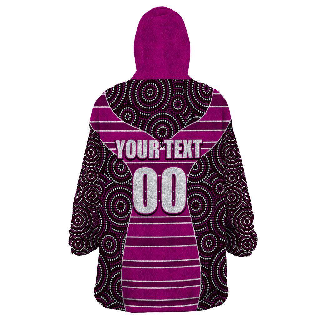 NRL - Boncos Wearable Blanket Hoodie Mix Dot Aboriginal Pink Version - Vibe Hoodie Shop