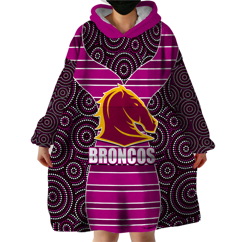 NRL - Boncos Wearable Blanket Hoodie Mix Dot Aboriginal Pink Version - Vibe Hoodie Shop