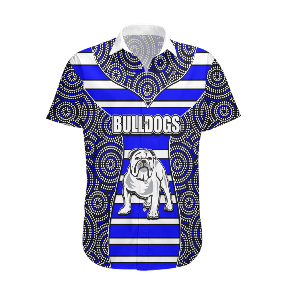 NRL - Bulldogs Hawaiian Shirt Mix Dot Aboriginal - Vibe Hoodie Shop