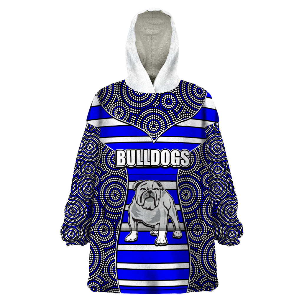 NRL - Bulldogs Wearable Blanket Hoodie Mix Dot Aboriginal - Vibe Hoodie Shop