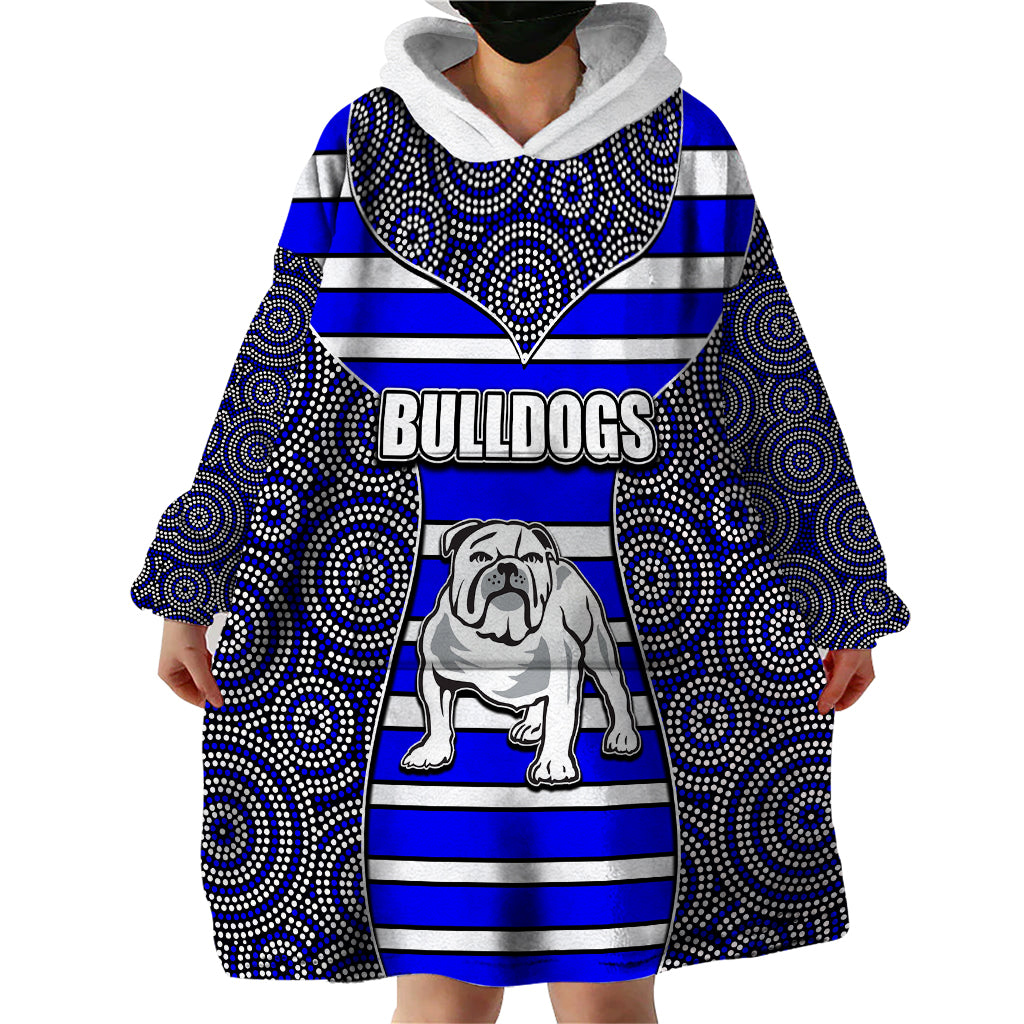 NRL - Bulldogs Wearable Blanket Hoodie Mix Dot Aboriginal - Vibe Hoodie Shop