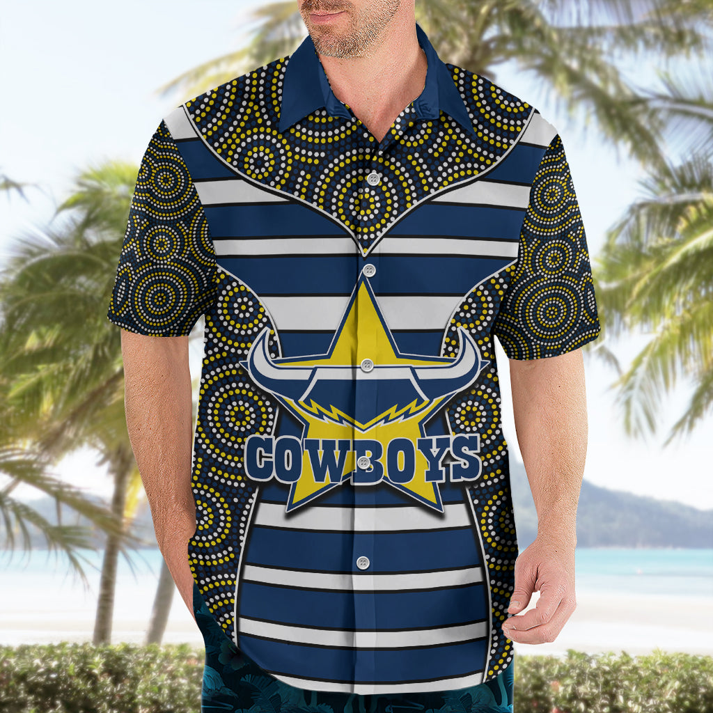 NRL - Cowboys Hawaiian Shirt Mix Dot Aboriginal - Vibe Hoodie Shop