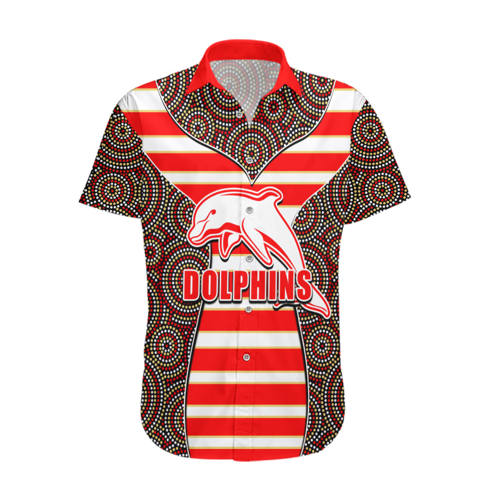 NRL - Dolphins Hawaiian Shirt Mix Dot Aboriginal - Vibe Hoodie Shop