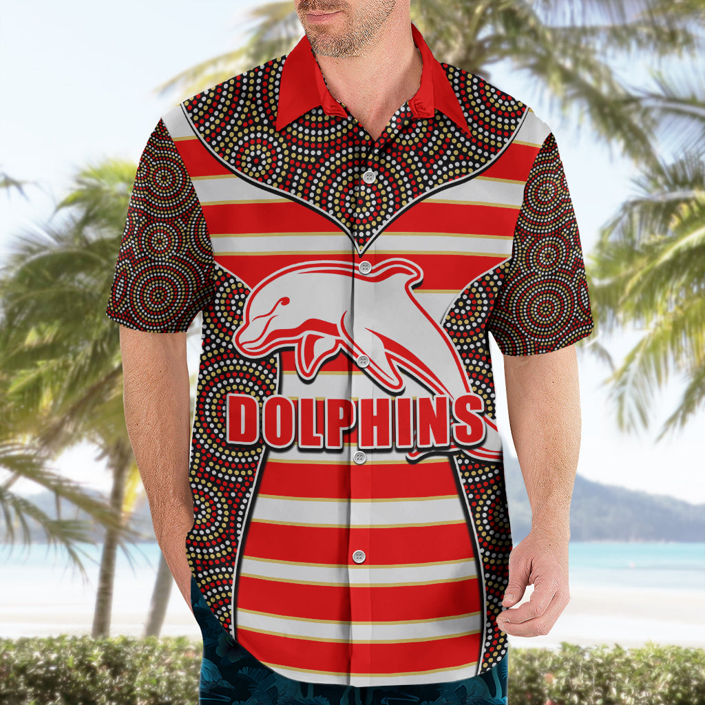 NRL - Dolphins Hawaiian Shirt Mix Dot Aboriginal - Vibe Hoodie Shop