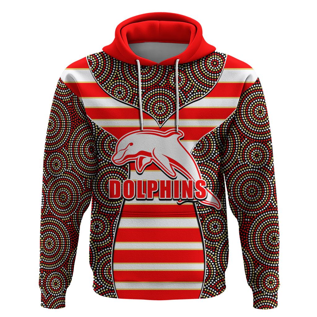 NRL - Dolphins Hoodie Mix Dot Aboriginal LT6 - Vibe Hoodie Shop