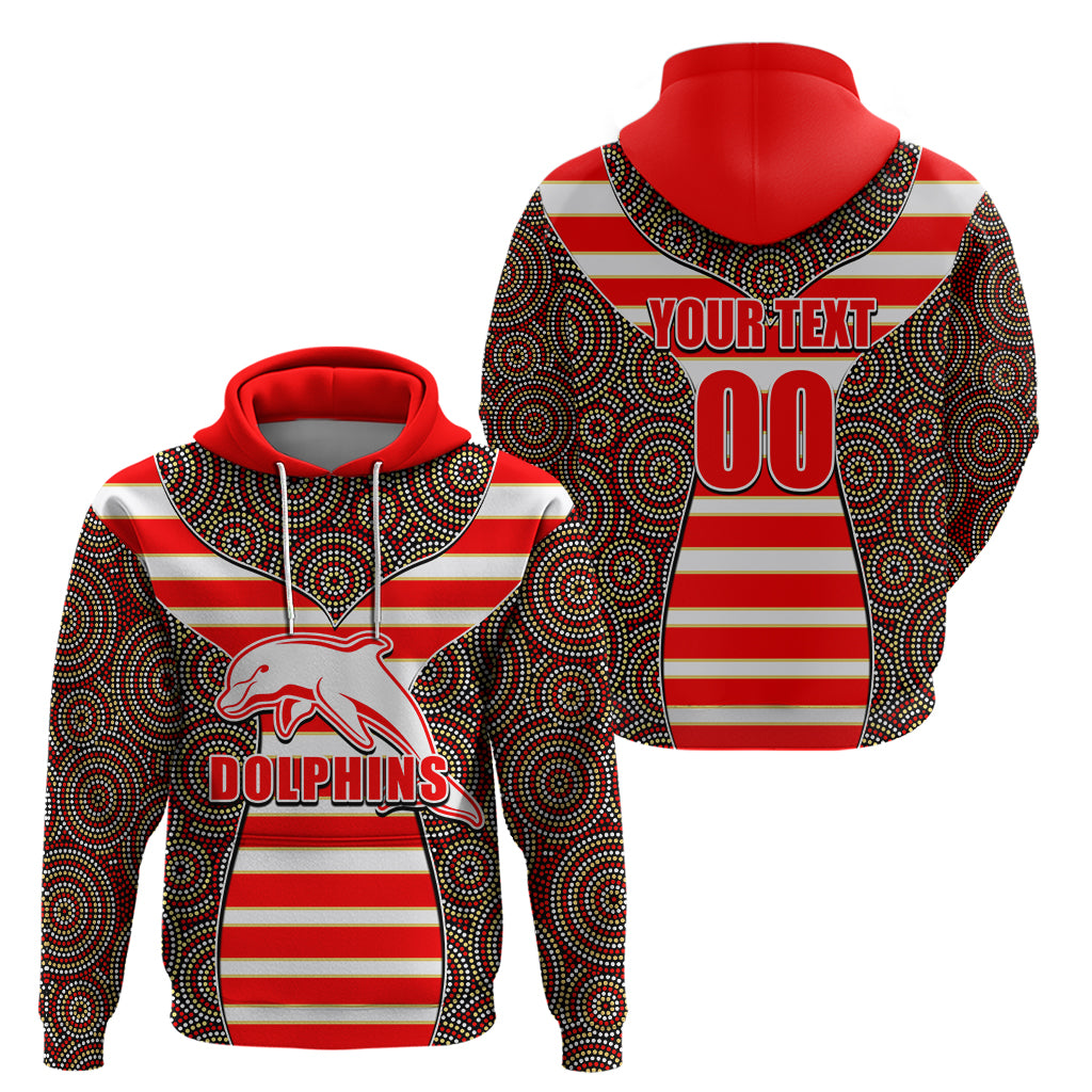 NRL - Dolphins Hoodie Mix Dot Aboriginal LT6 - Vibe Hoodie Shop