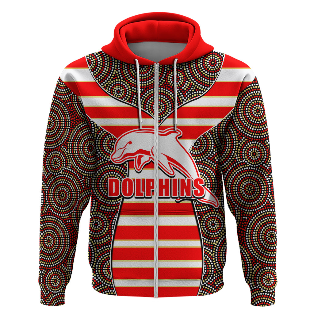 NRL - Dolphins Hoodie Mix Dot Aboriginal LT6 - Vibe Hoodie Shop