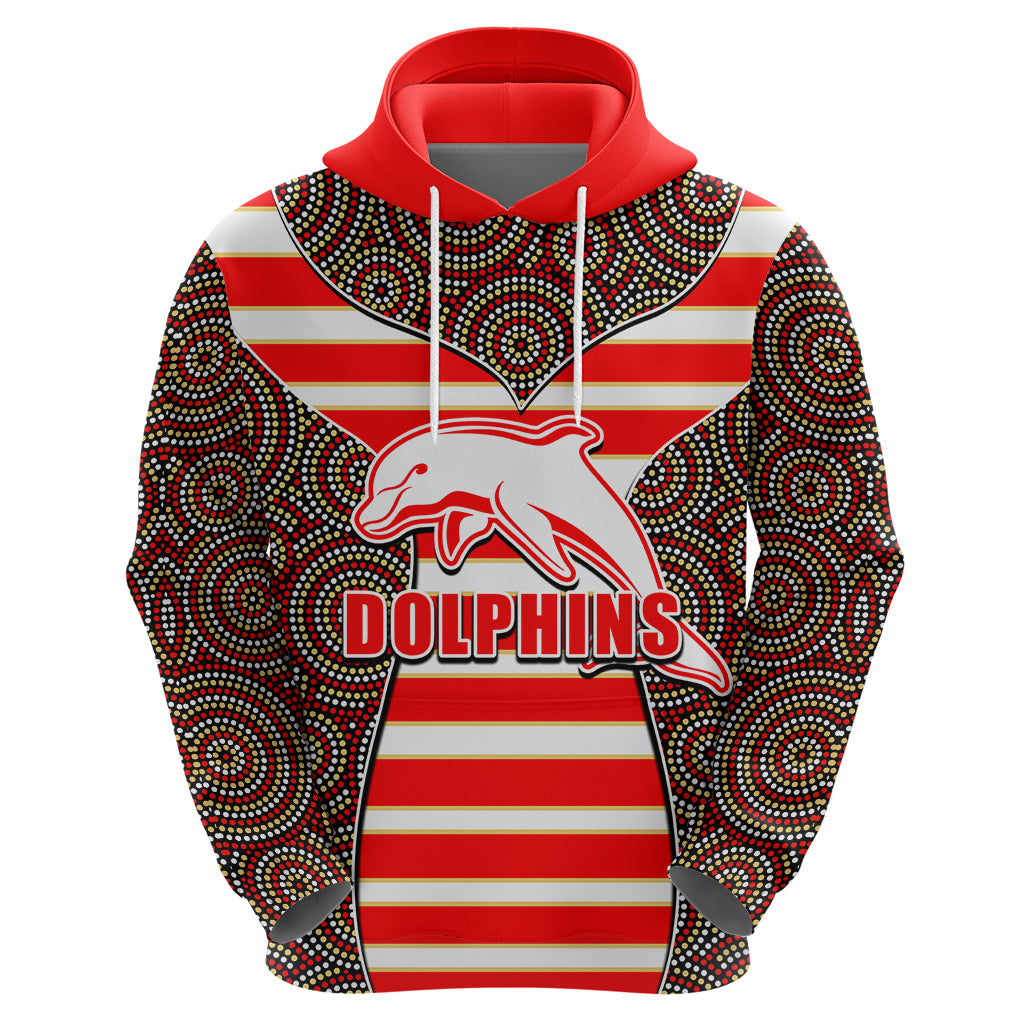 NRL - Dolphins Hoodie Mix Dot Aboriginal LT6 - Vibe Hoodie Shop