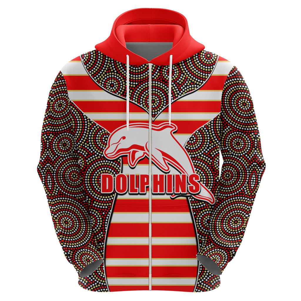 NRL - Dolphins Hoodie Mix Dot Aboriginal LT6 - Vibe Hoodie Shop