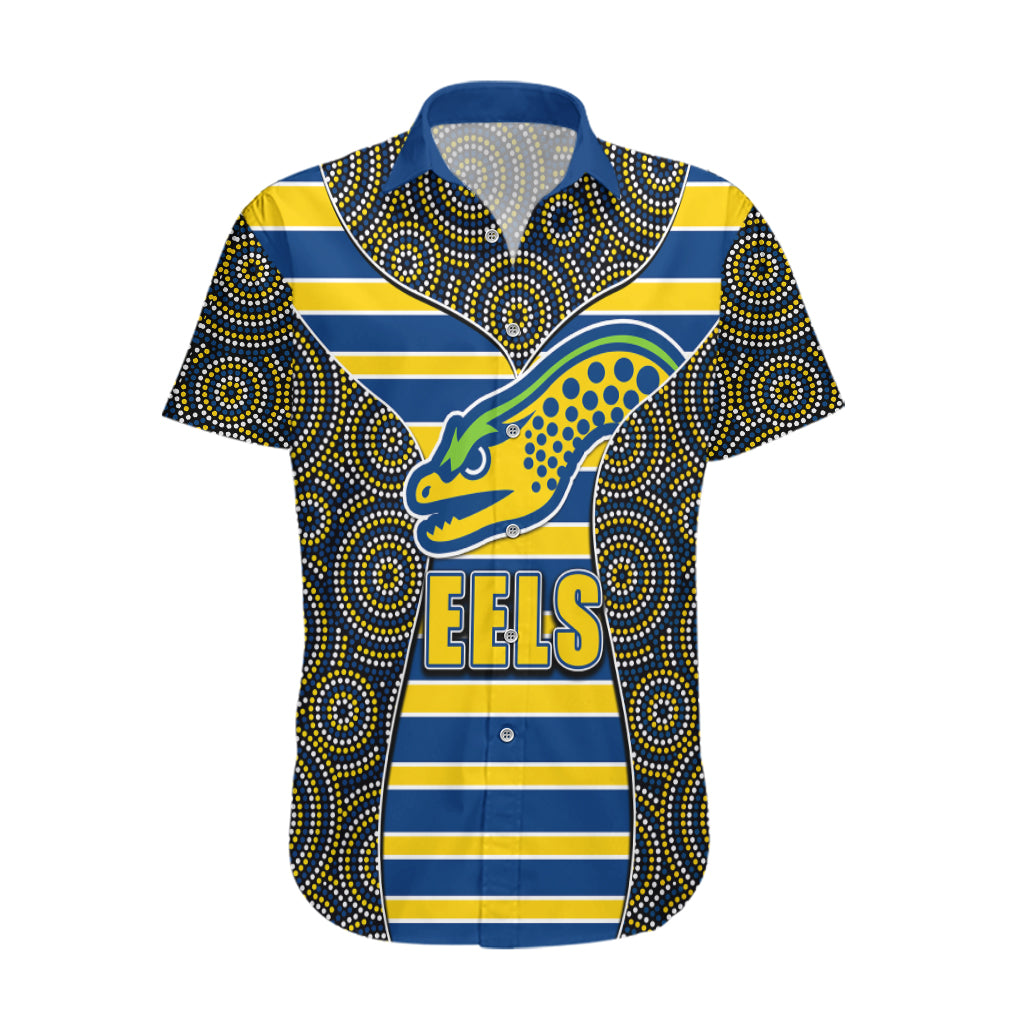 NRL - Eels Hawaiian Shirt Mix Dot Aboriginal - Vibe Hoodie Shop