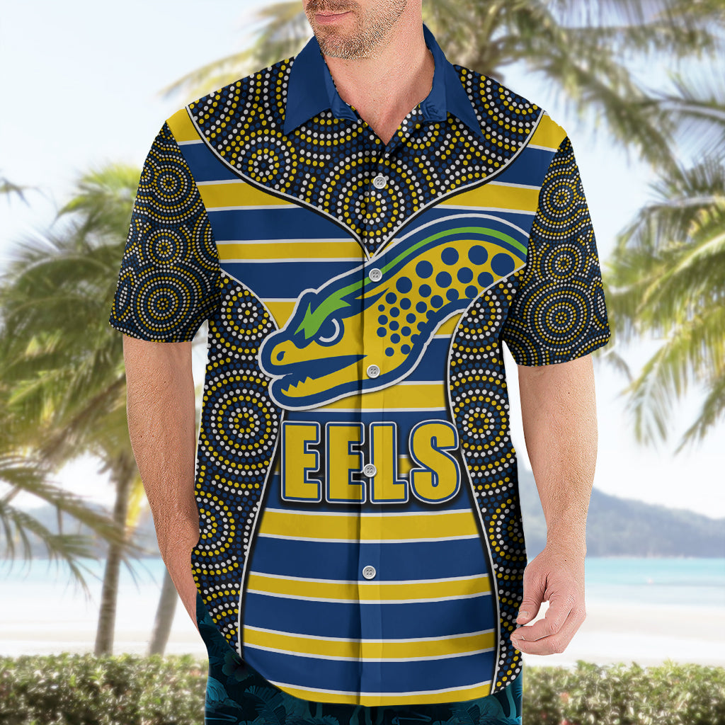 NRL - Eels Hawaiian Shirt Mix Dot Aboriginal - Vibe Hoodie Shop