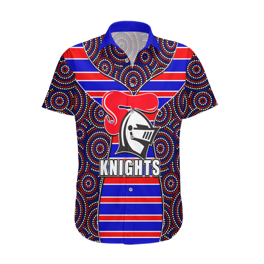 NRL - Knights Hawaiian Shirt Mix Dot Aboriginal - Vibe Hoodie Shop