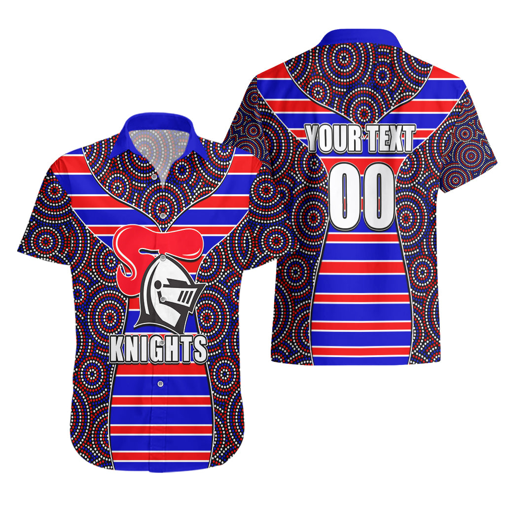 NRL - Knights Hawaiian Shirt Mix Dot Aboriginal - Vibe Hoodie Shop
