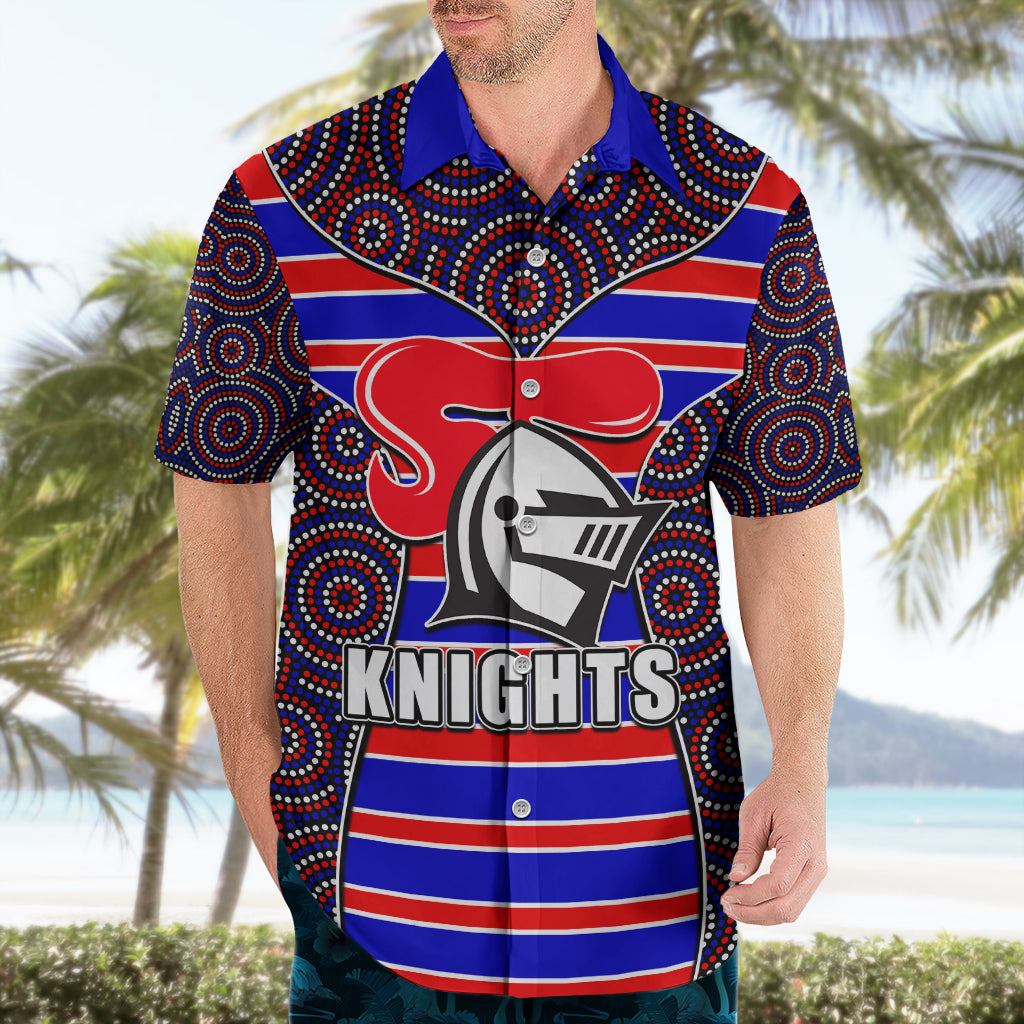 NRL - Knights Hawaiian Shirt Mix Dot Aboriginal - Vibe Hoodie Shop