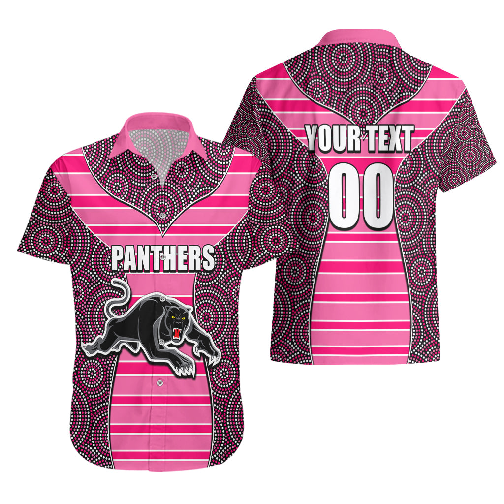 NRL - Panthers Hawaiian Shirt Mix Dot Aboriginal Pink Version - Vibe Hoodie Shop