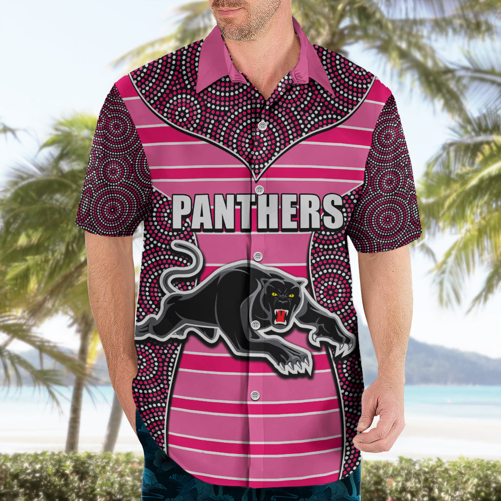 NRL - Panthers Hawaiian Shirt Mix Dot Aboriginal Pink Version - Vibe Hoodie Shop