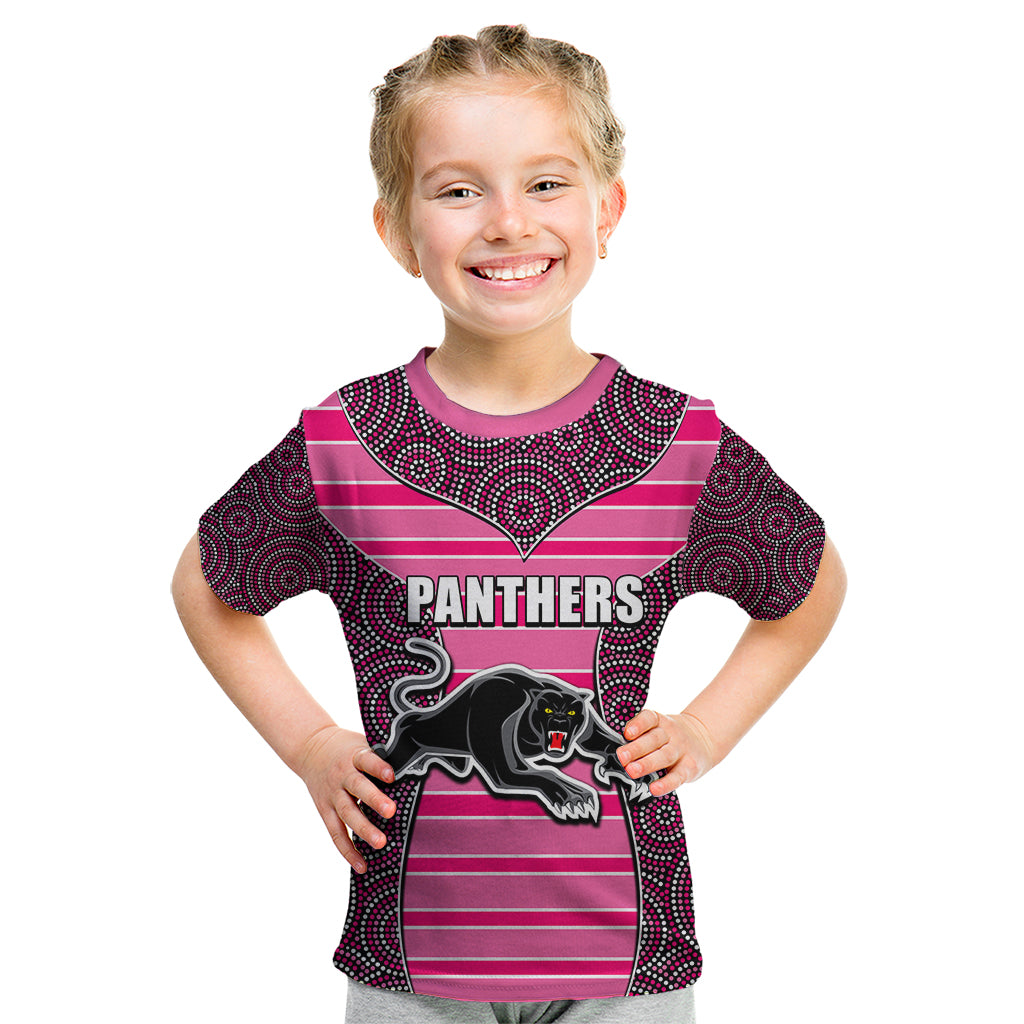 NRL - Panthers Kid T Shirt Mix Dot Aboriginal Pink Version - Vibe Hoodie Shop