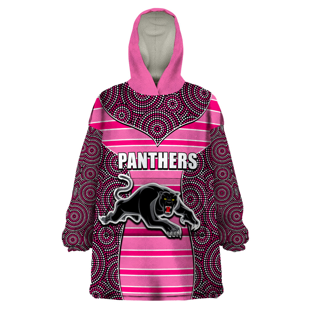 NRL - Panthers Wearable Blanket Hoodie Mix Dot Aboriginal Pink Version - Vibe Hoodie Shop