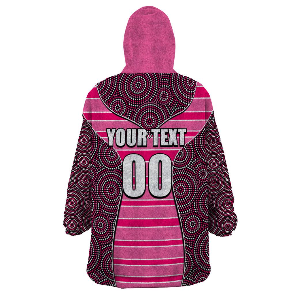 NRL - Panthers Wearable Blanket Hoodie Mix Dot Aboriginal Pink Version - Vibe Hoodie Shop