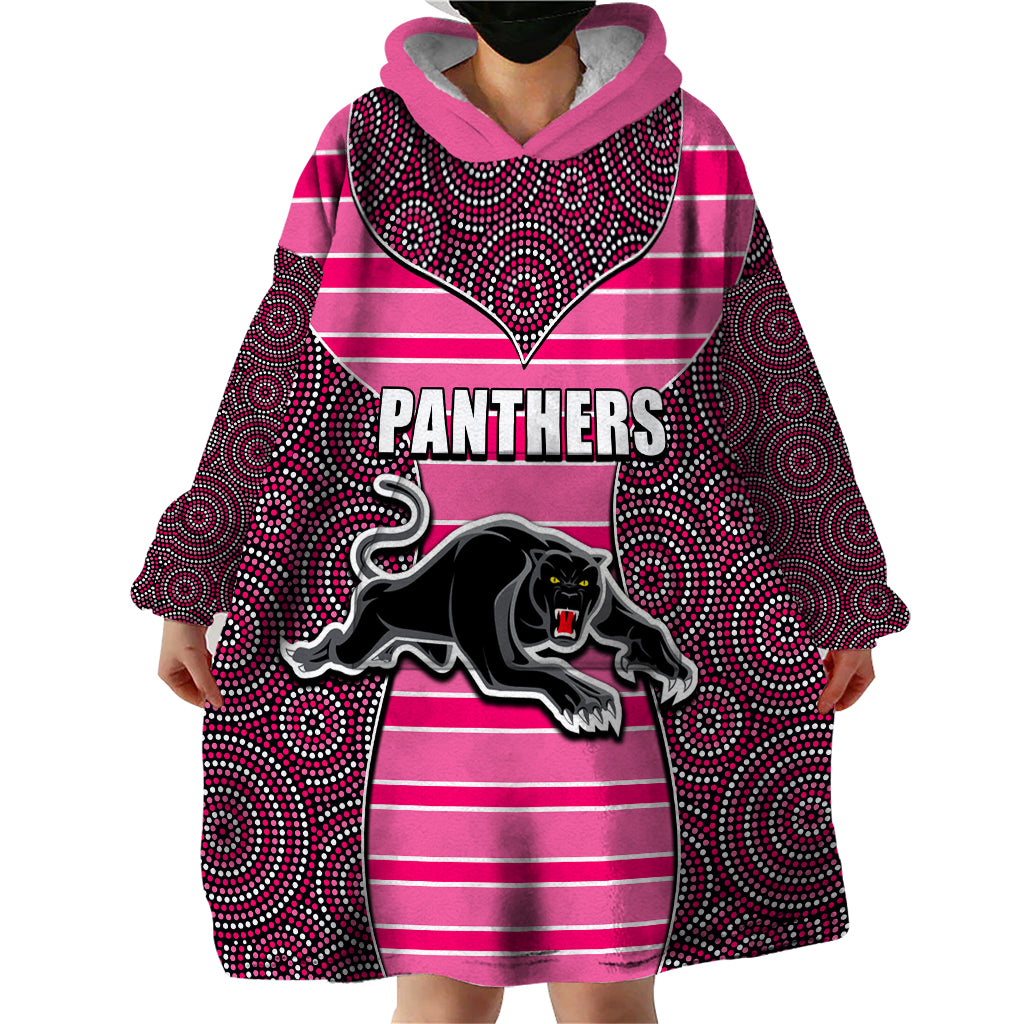 NRL - Panthers Wearable Blanket Hoodie Mix Dot Aboriginal Pink Version - Vibe Hoodie Shop