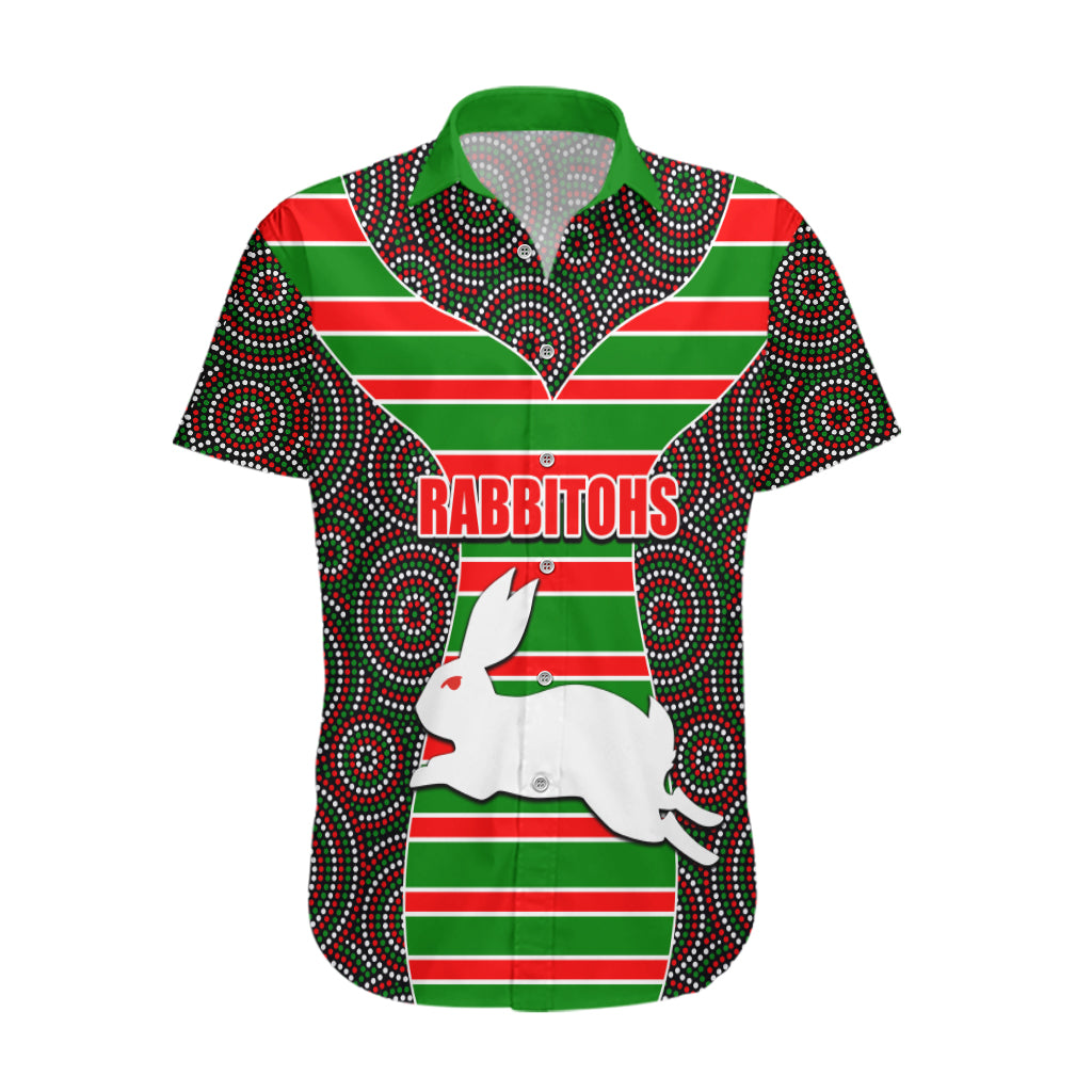 NRL - Rabbitohs Hawaiian Shirt Mix Dot Aboriginal - Vibe Hoodie Shop