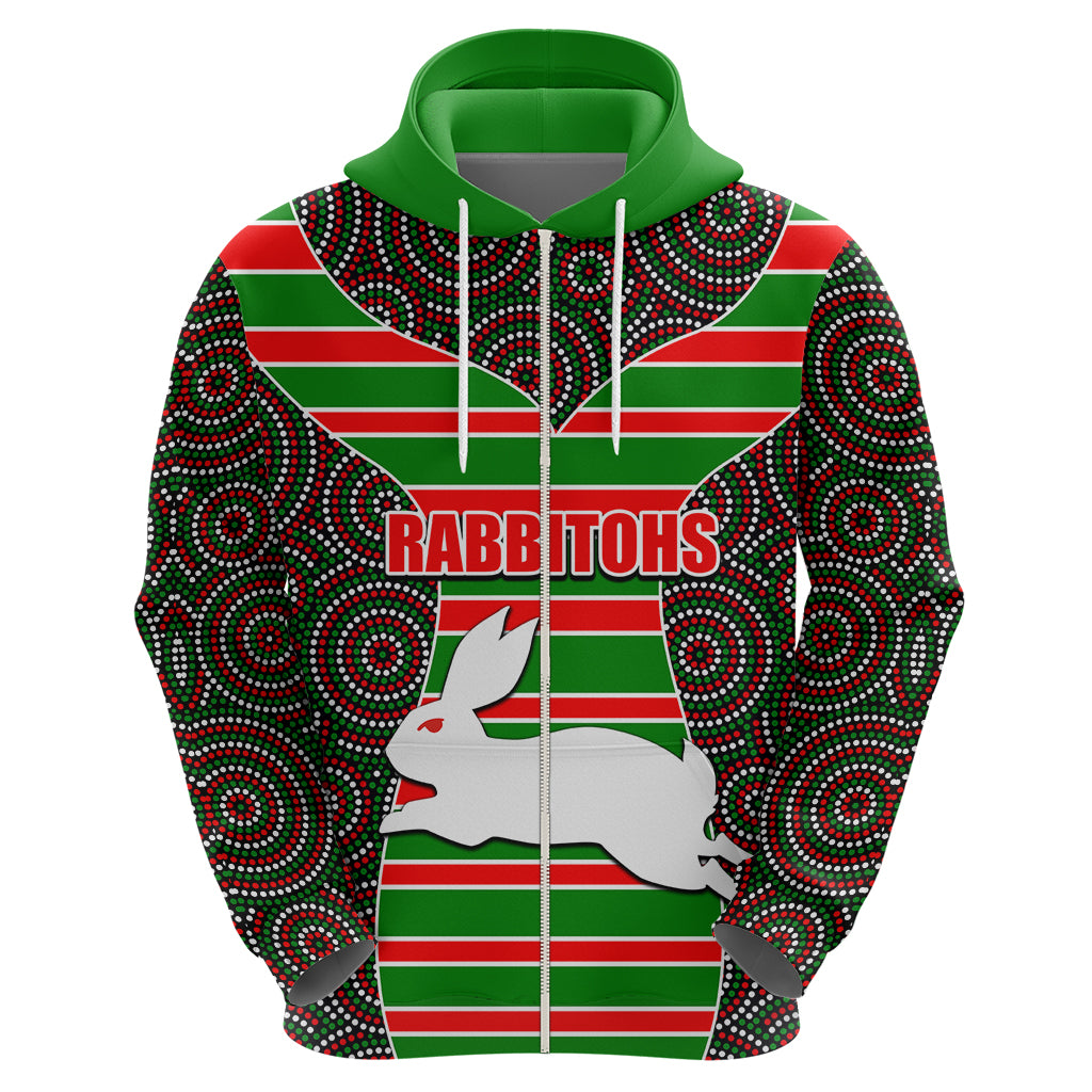 NRL - Rabbitohs Hoodie Mix Dot Aboriginal LT6 - Vibe Hoodie Shop