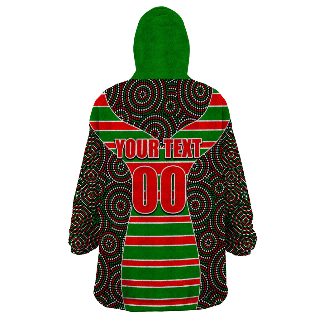 NRL - Rabbitohs Wearable Blanket Hoodie Mix Dot Aboriginal - Vibe Hoodie Shop