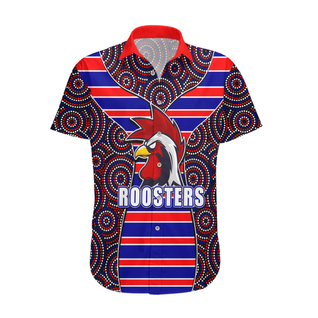 NRL - Rooster Hawaiian Shirt Mix Dot Aboriginal - Vibe Hoodie Shop
