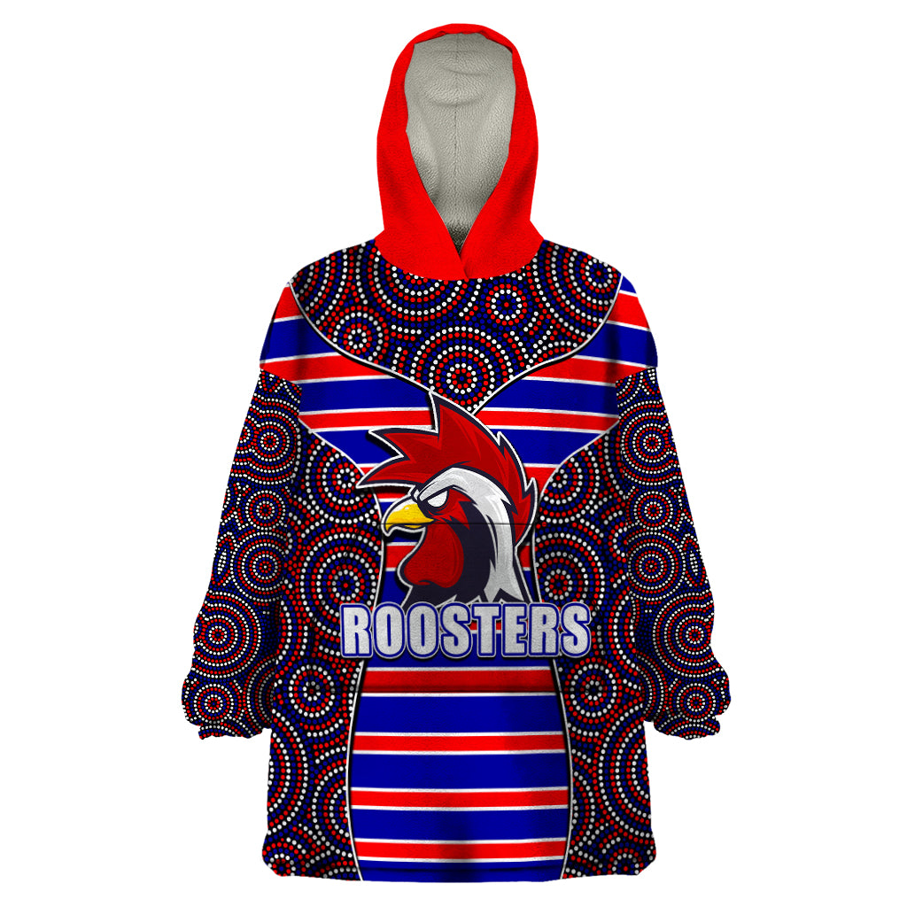 NRL - Rooster Wearable Blanket Hoodie Mix Dot Aboriginal - Vibe Hoodie Shop