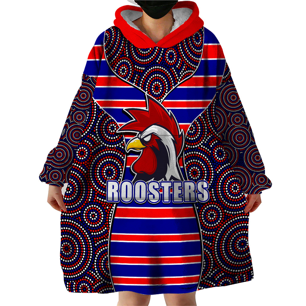 NRL - Rooster Wearable Blanket Hoodie Mix Dot Aboriginal - Vibe Hoodie Shop