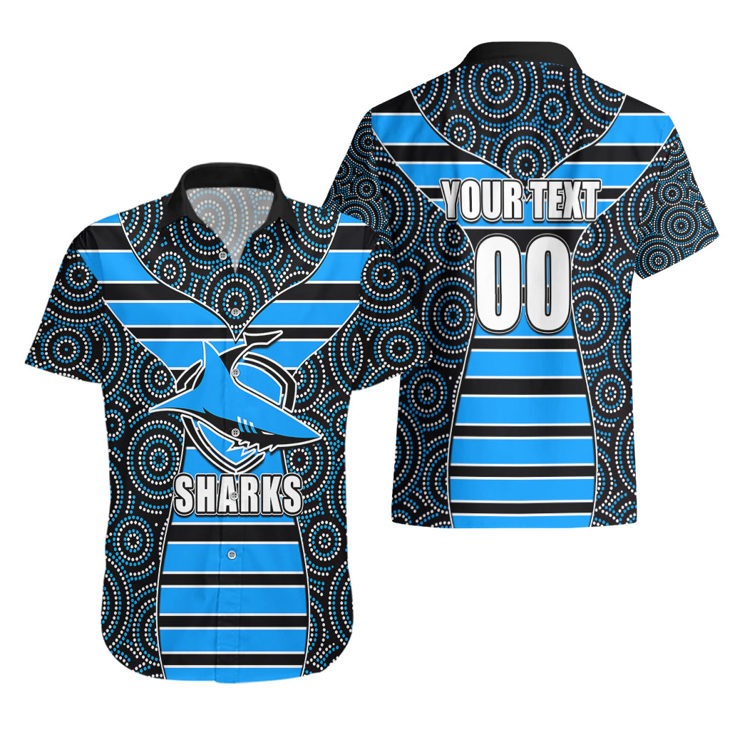 NRL - Sharks Hawaiian Shirt Mix Dot Aboriginal - Vibe Hoodie Shop