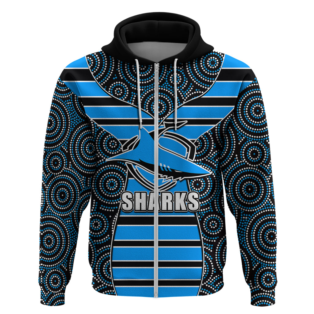 NRL - Sharks Hoodie Mix Dot Aboriginal LT6 - Vibe Hoodie Shop