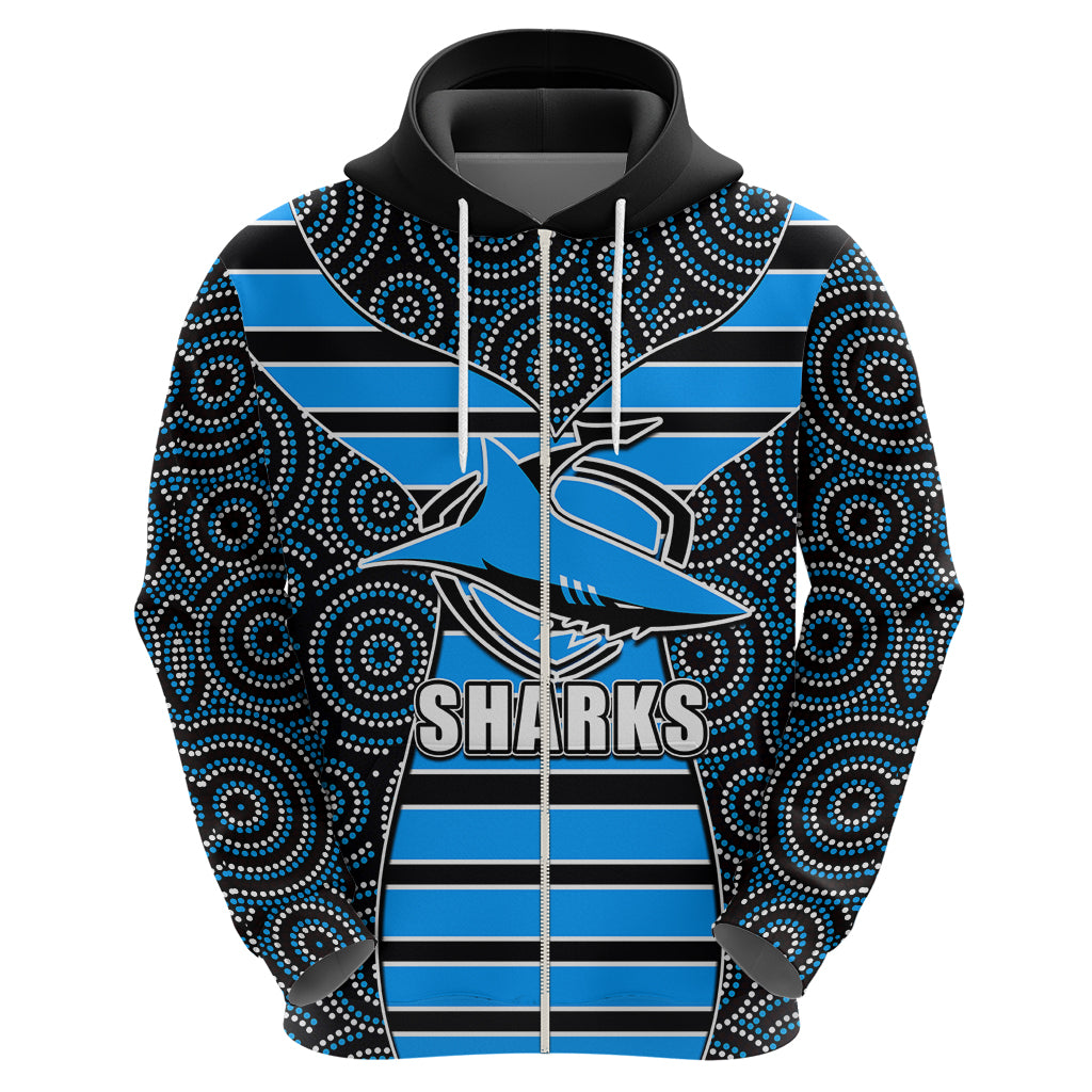 NRL - Sharks Hoodie Mix Dot Aboriginal LT6 - Vibe Hoodie Shop