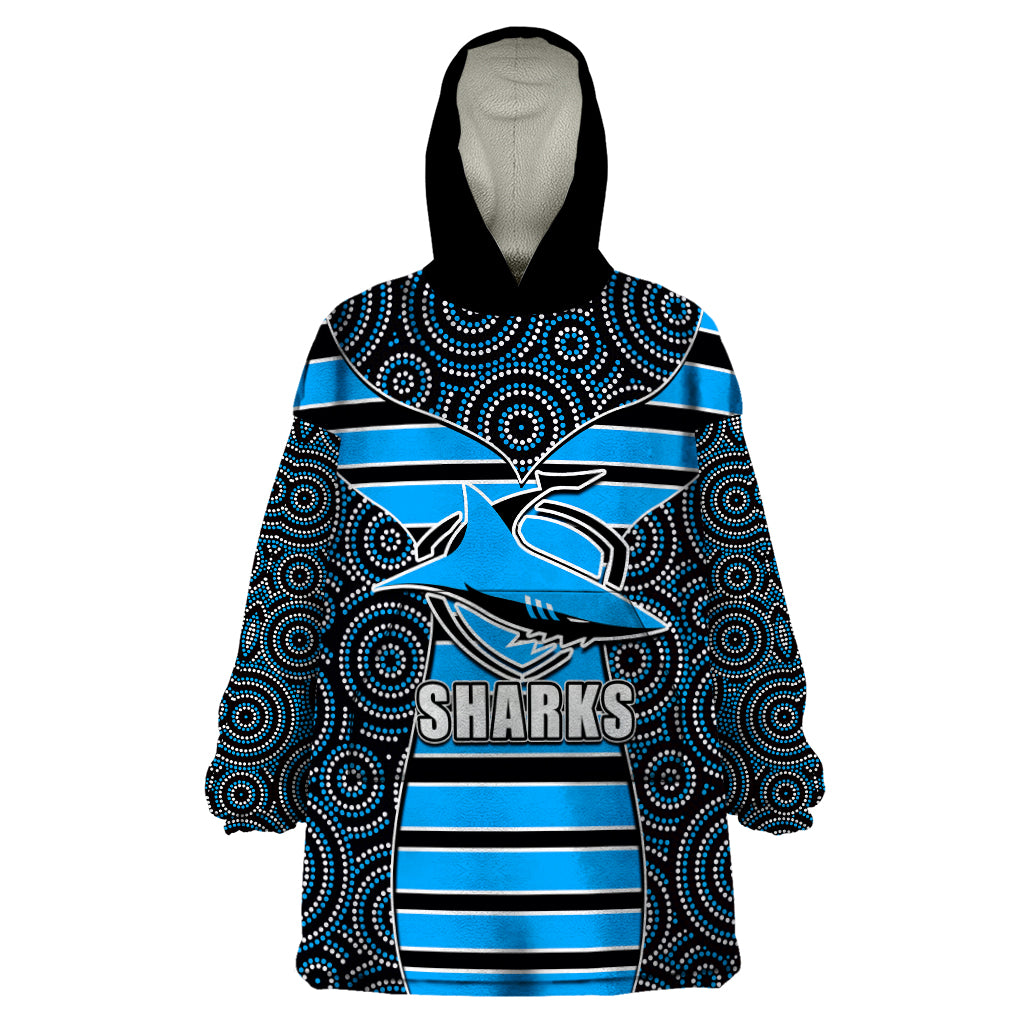 NRL - Sharks Wearable Blanket Hoodie Mix Dot Aboriginal - Vibe Hoodie Shop