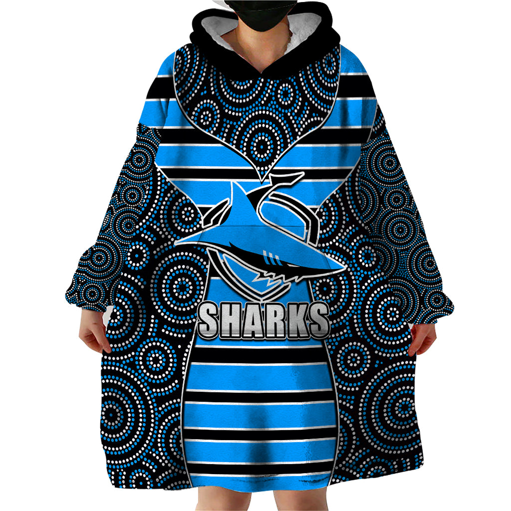 NRL - Sharks Wearable Blanket Hoodie Mix Dot Aboriginal - Vibe Hoodie Shop