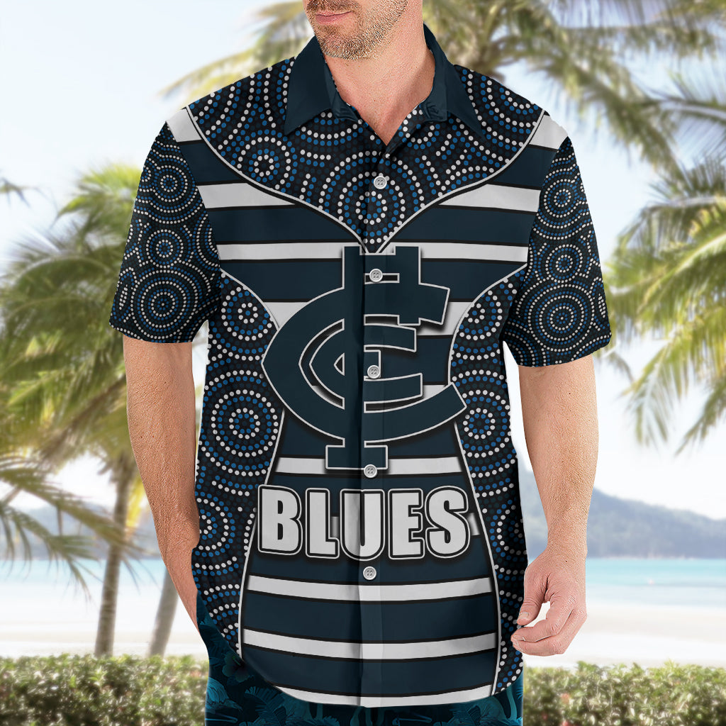 AFL - Blues Hawaiian Shirt Mix Dot Aboriginal - Vibe Hoodie Shop