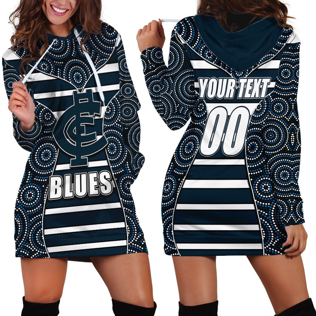 AFL - Blues Hoodie Dress Mix Dot Aboriginal - Vibe Hoodie Shop