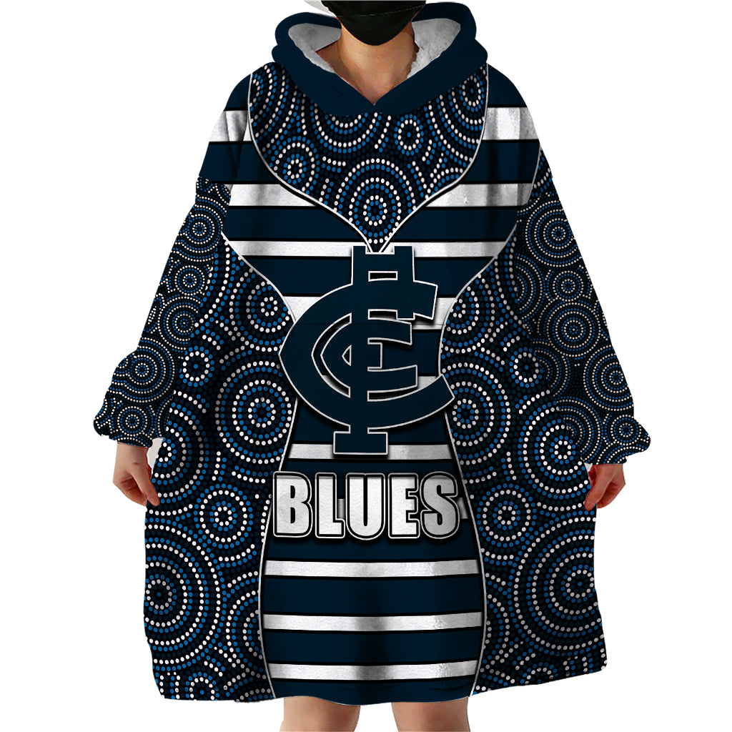 AFL - Blues Wearable Blanket Hoodie Mix Dot Aboriginal - Vibe Hoodie Shop