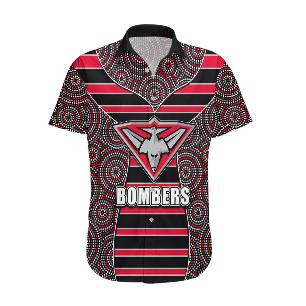 AFL - Bombers Hawaiian Shirt Mix Dot Aboriginal - Vibe Hoodie Shop